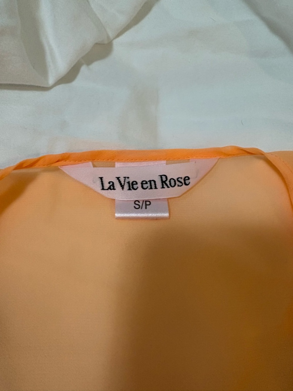 Sheer Orange Tie-Waist Robe with Embroidered floral Cuffs #56 - Picture 5 of 6